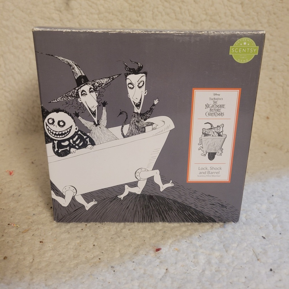 Scentsy Nightmare Before Christmas Lock Shock Barrel Mini Warmer OS White LNIB